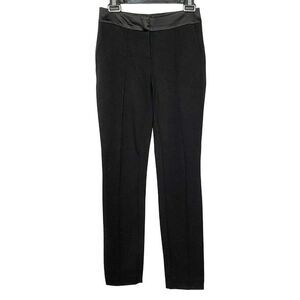 Cache Black Low Rise Skinny Leg Dress Pants Sz 2 Satin Waistband Rayon Stretc